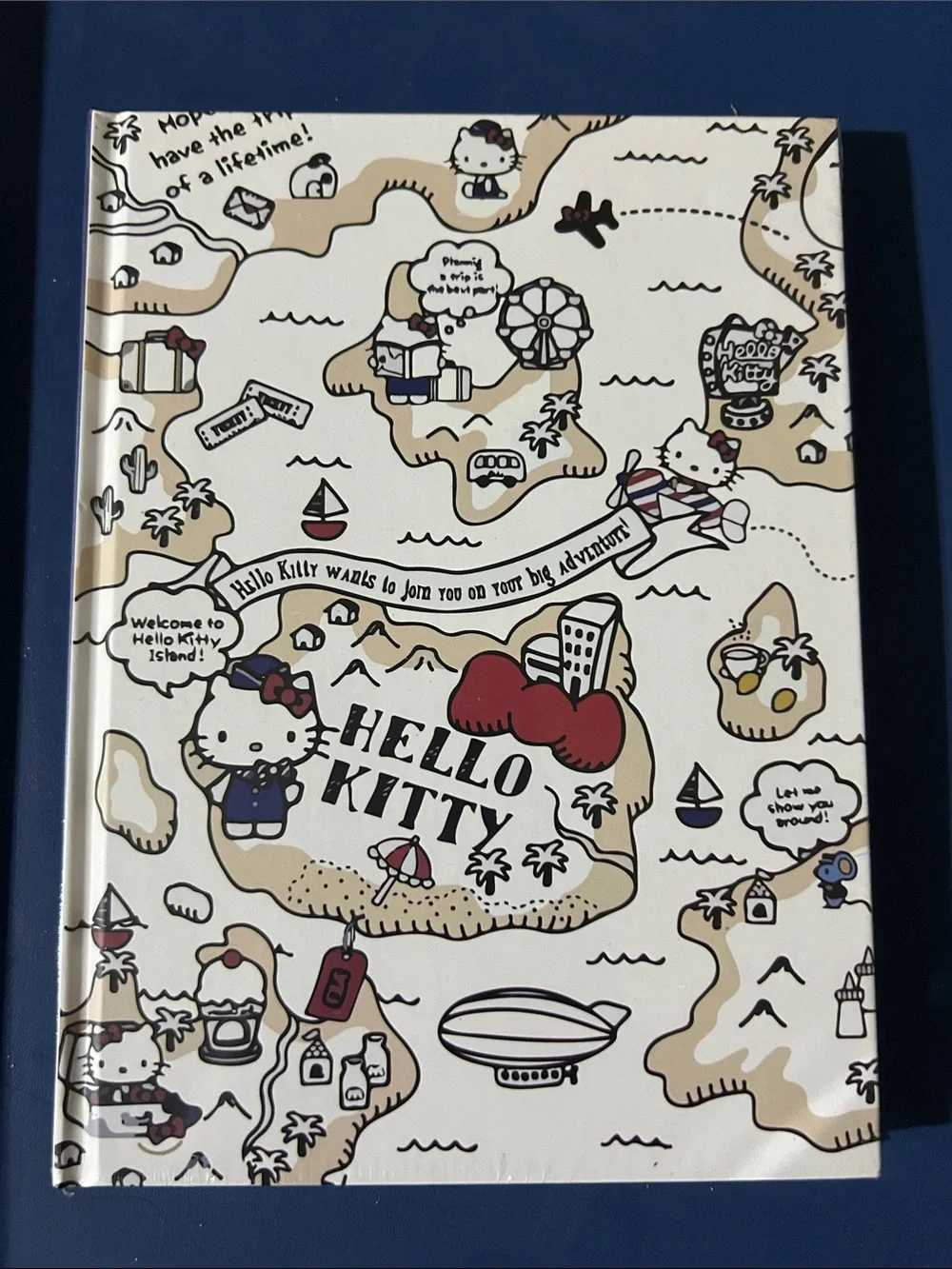 Hello Kitty Cream Cover Journal with Red Bow and Navy Details